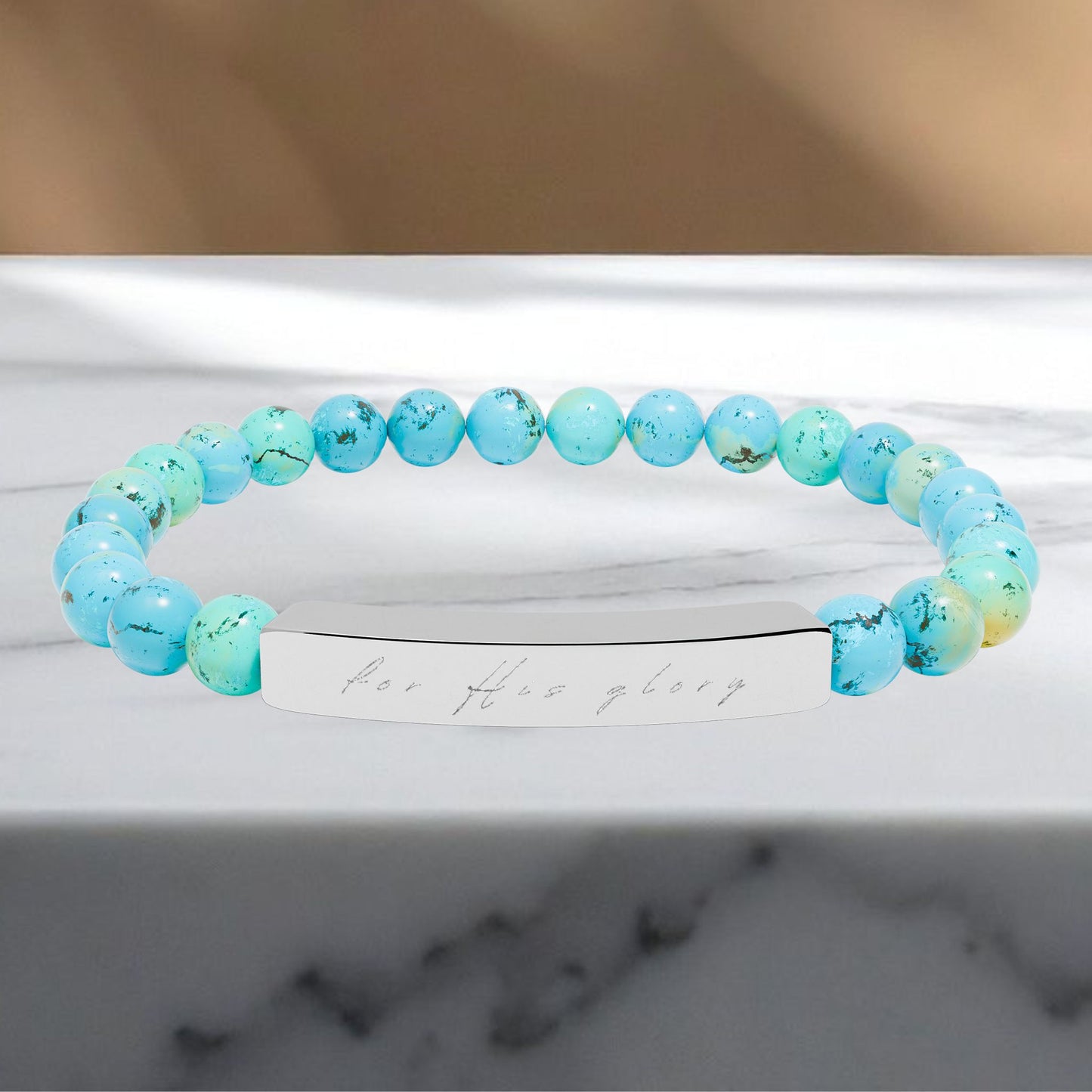 "For His Glory" Natural Stone Stretch Bracelet