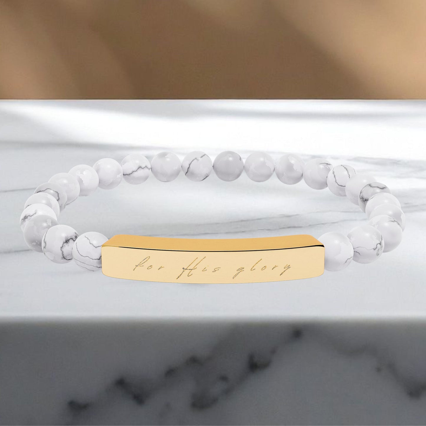 "For His Glory" Natural Stone Stretch Bracelet