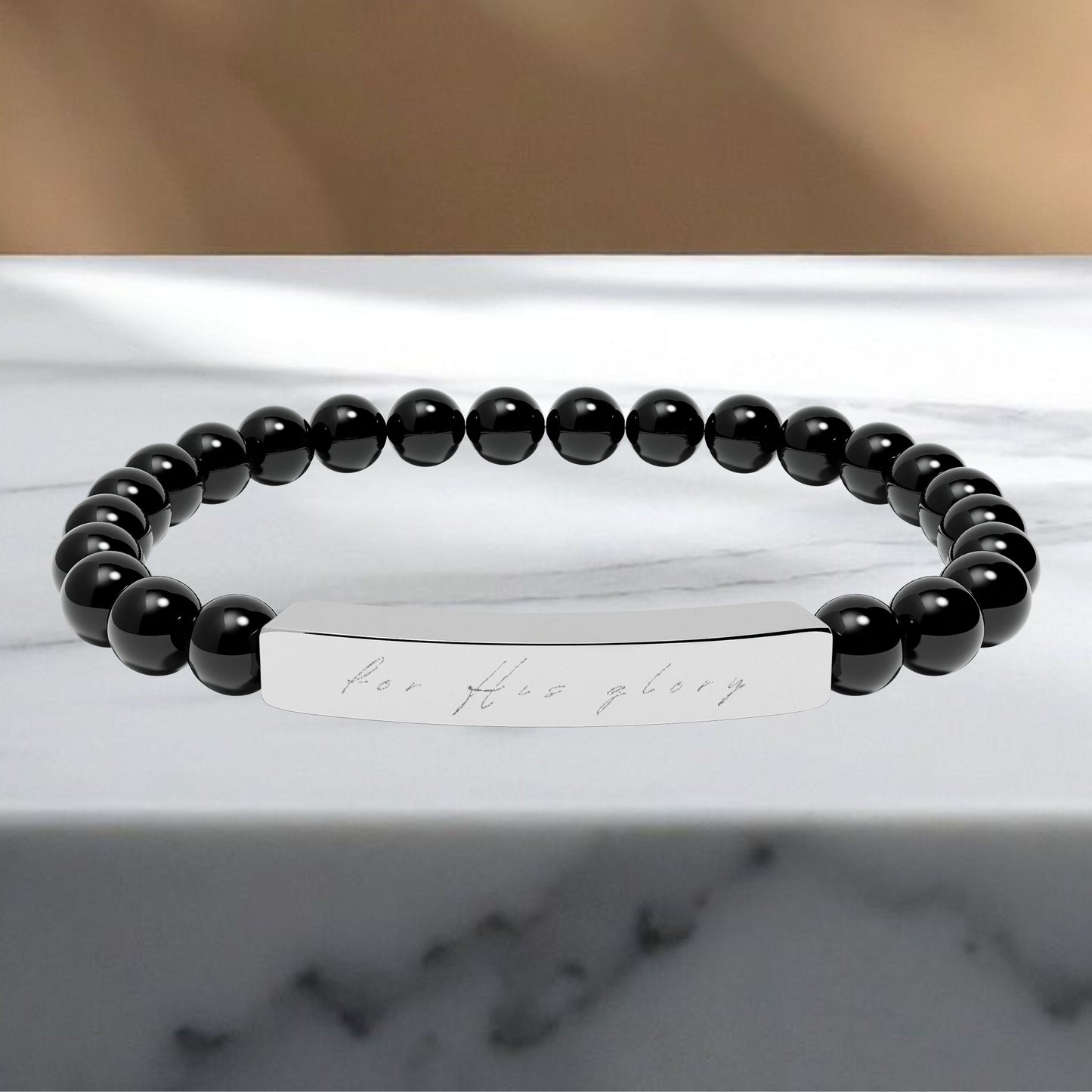 "For His Glory" Natural Stone Stretch Bracelet
