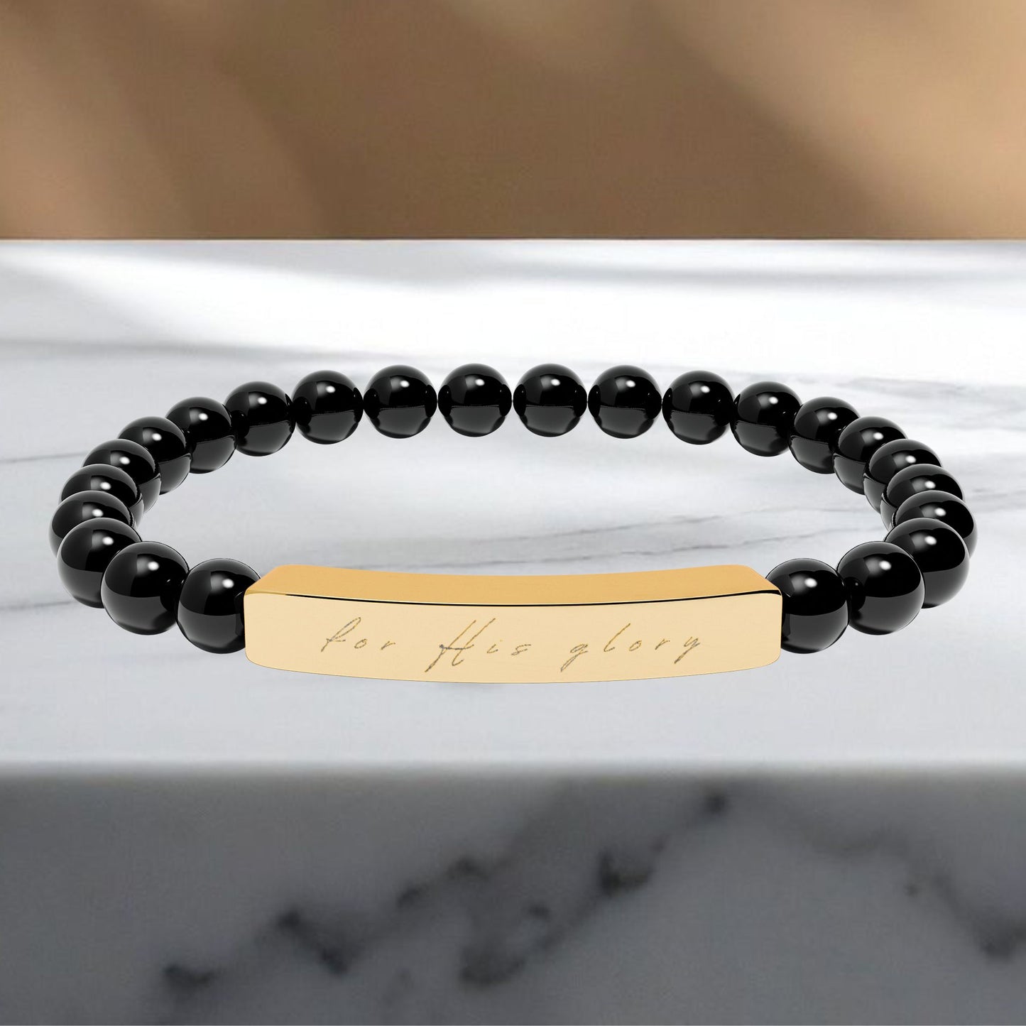 "For His Glory" Natural Stone Stretch Bracelet