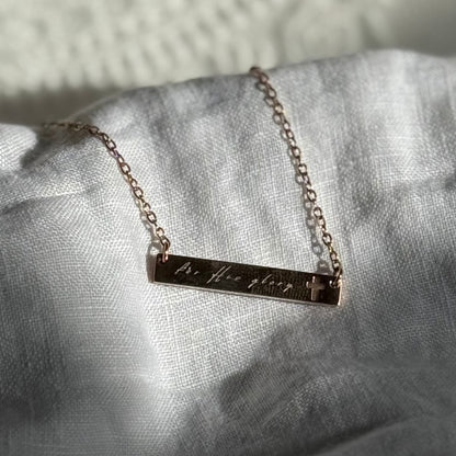 "For His Glory" Cutout Cross Bar Necklace