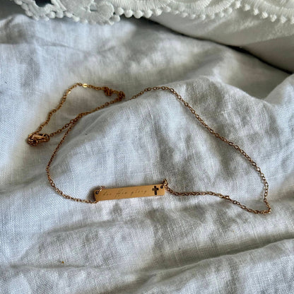 "For His Glory" Cutout Cross Bar Necklace