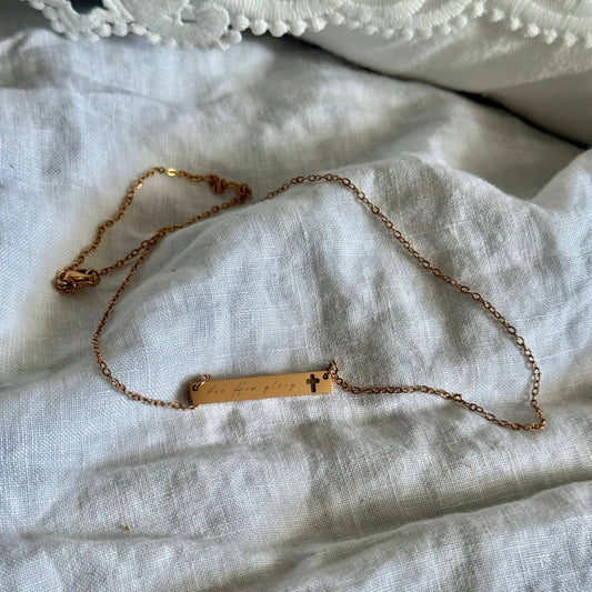 "For His Glory" Cutout Cross Bar Necklace