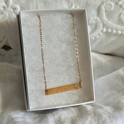 "For His Glory" Cutout Cross Bar Necklace