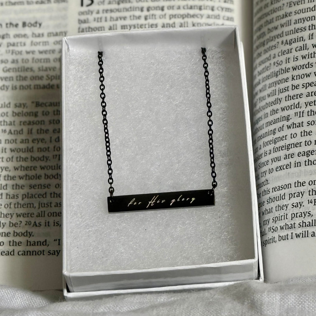 "For His Glory" Horizontal Bar Necklace