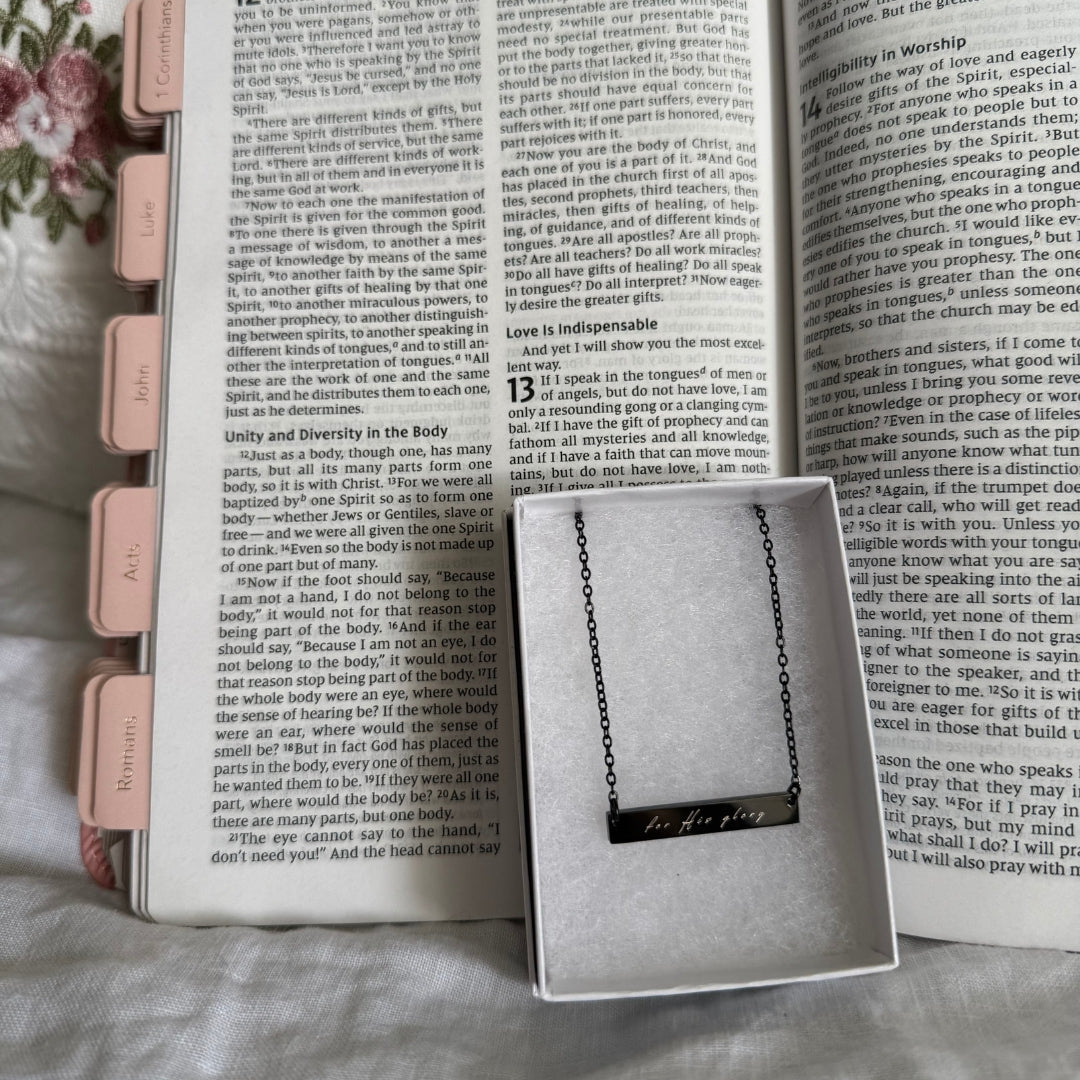 "For His Glory" Horizontal Bar Necklace