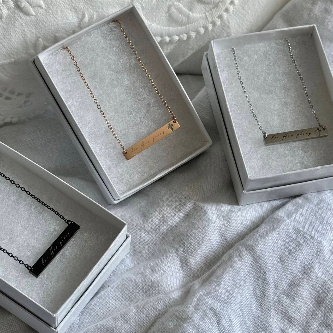 "For His Glory" Horizontal Bar Necklace