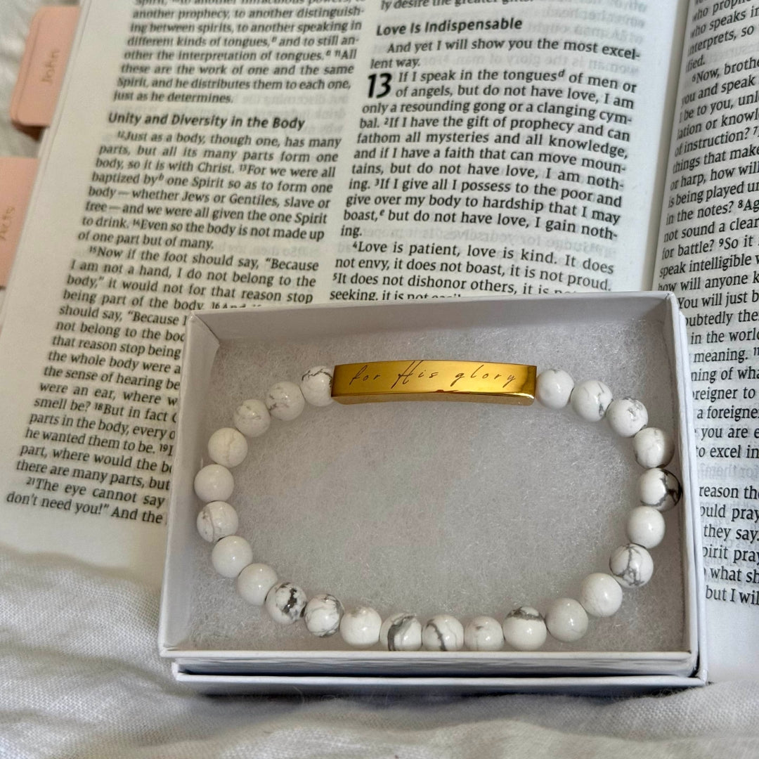 "For His Glory" Natural Stone Stretch Bracelet