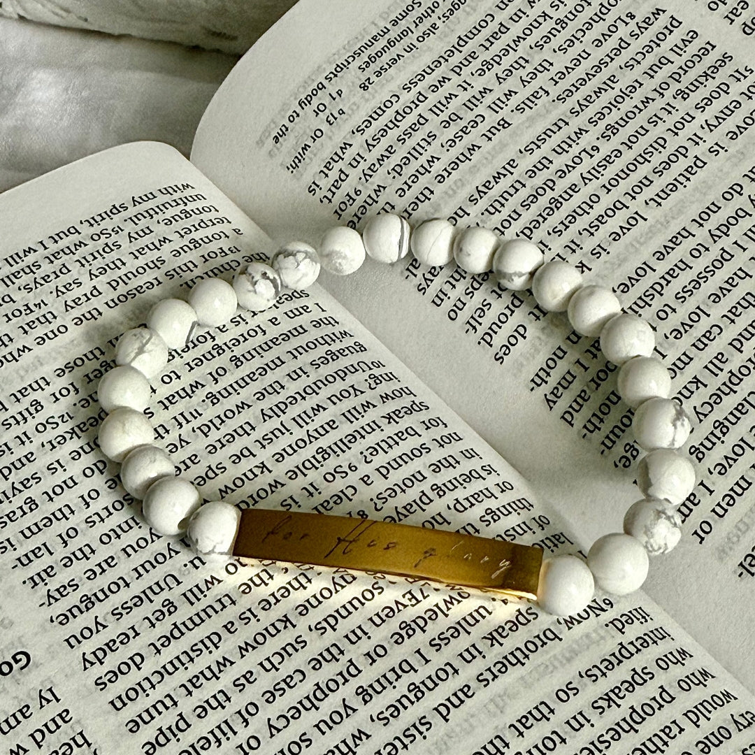 "For His Glory" Natural Stone Stretch Bracelet