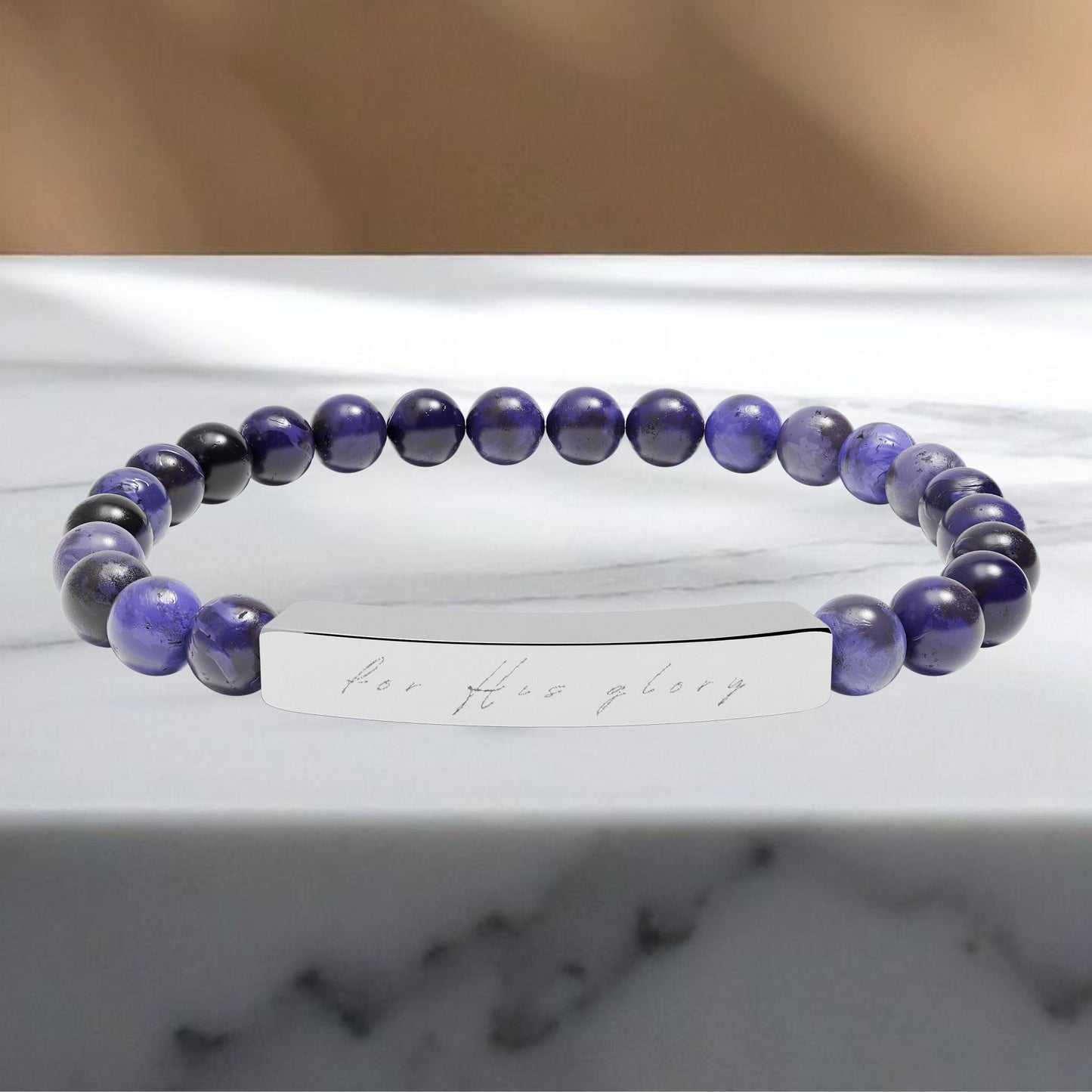 "For His Glory" Natural Stone Stretch Bracelet