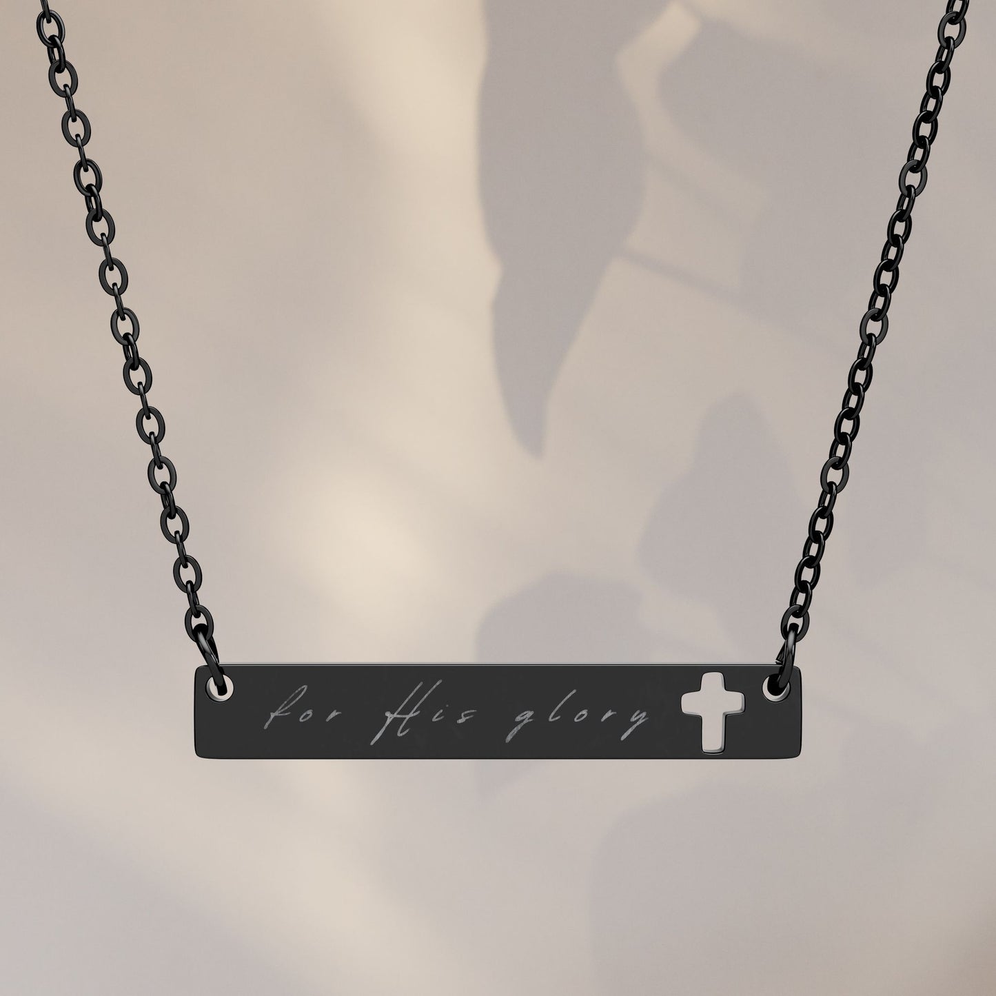 "For His Glory" Cutout Cross Bar Necklace