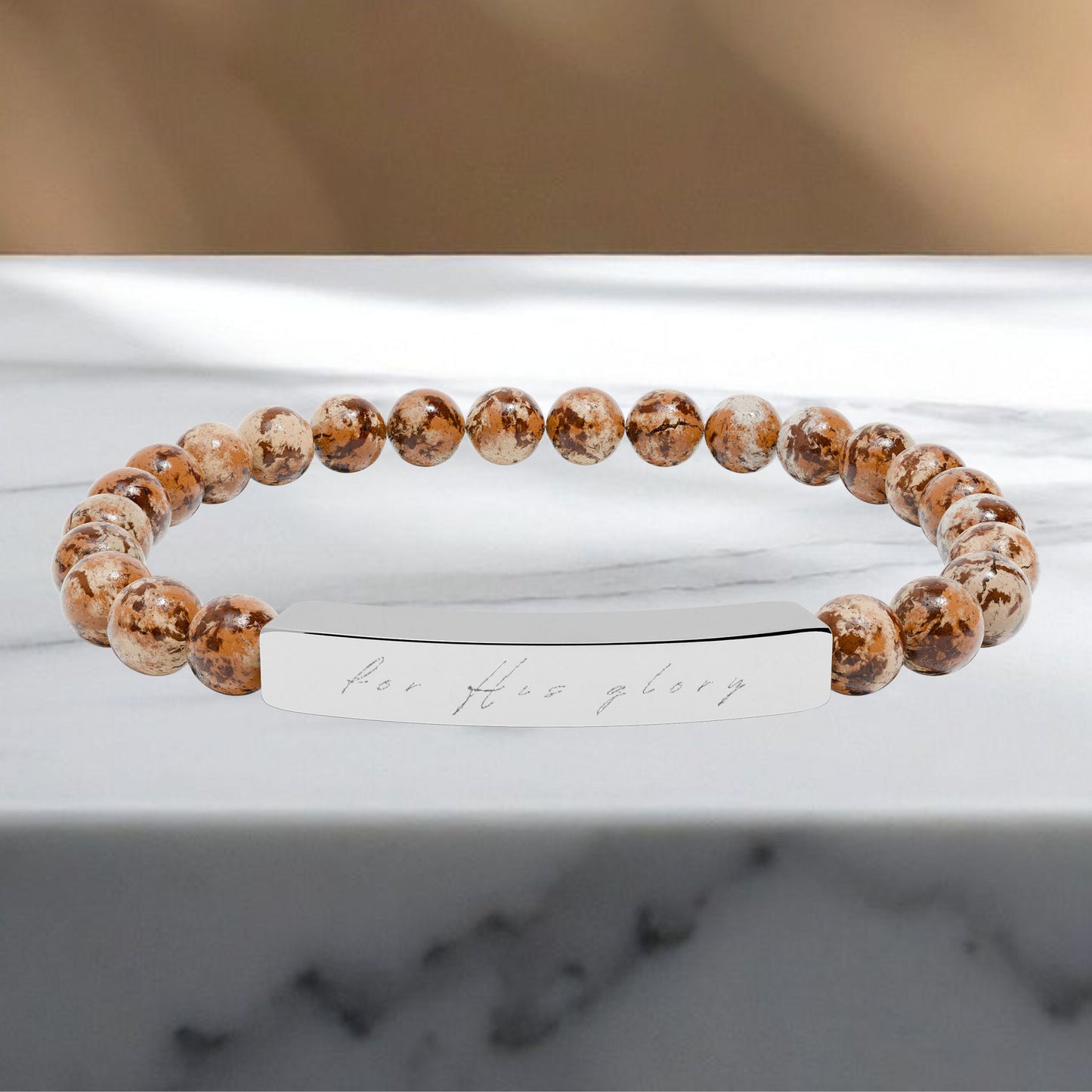 "For His Glory" Natural Stone Stretch Bracelet
