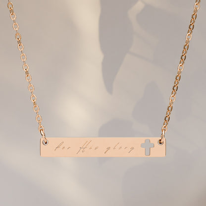 "For His Glory" Cutout Cross Bar Necklace