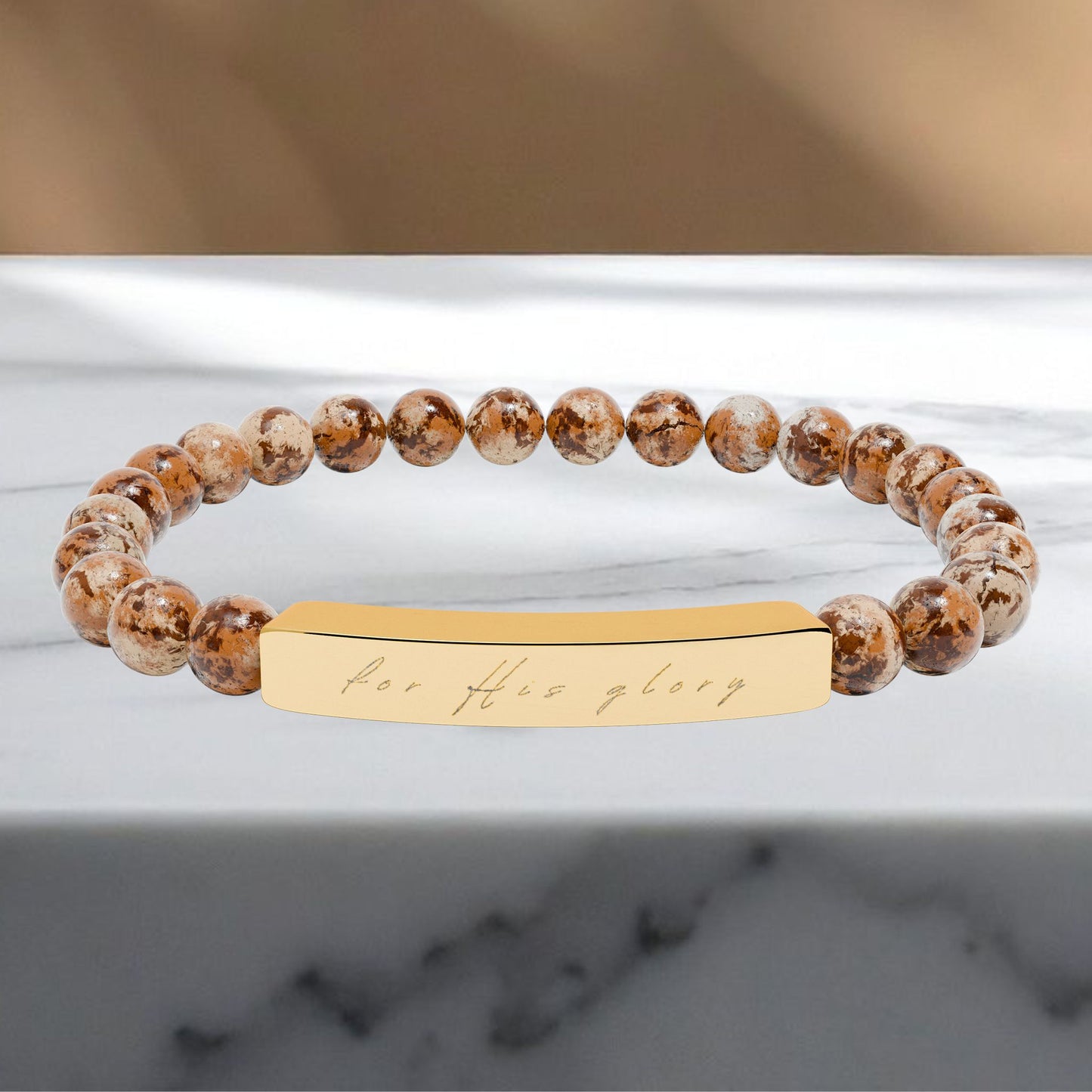 "For His Glory" Natural Stone Stretch Bracelet