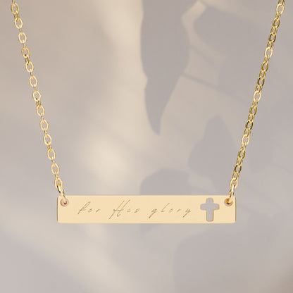 "For His Glory" Cutout Cross Bar Necklace