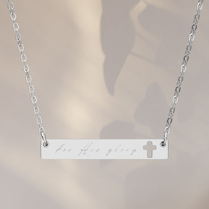 "For His Glory" Cutout Cross Bar Necklace