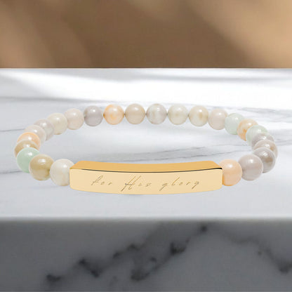 "For His Glory" Natural Stone Stretch Bracelet