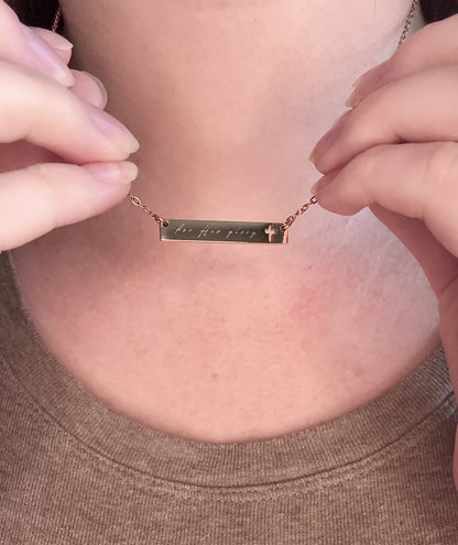 "For His Glory" Cutout Cross Bar Necklace